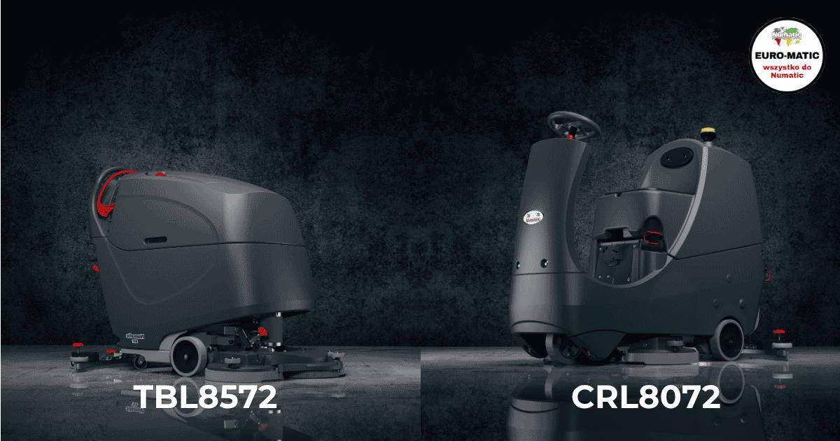 Szorowarka do podłóg Numatic TBL4055 podczas pracy w hali produkcyjnej
